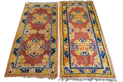 Lot 118 - A pair of 20th Century Chinese hand-knotted rugs
