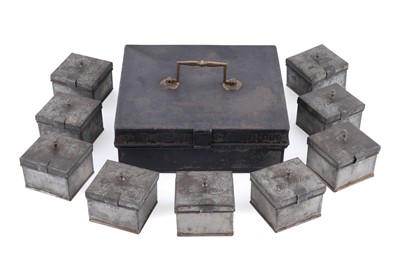 Lot 214 - A Georgian toleware spice tin