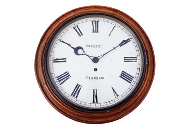 Lot 141 - Stewart, Glasgow: a late 19th/early 20th Century oak 30-hour single fusee wall timepiece