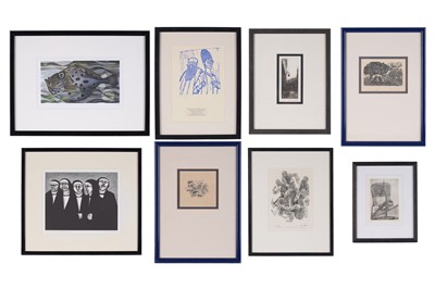 Lot 636 - A collection of eight woodcuts, wood engravings and etchings