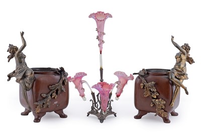 Lot 205 - A pair of Art Nouveau brass wine coolers