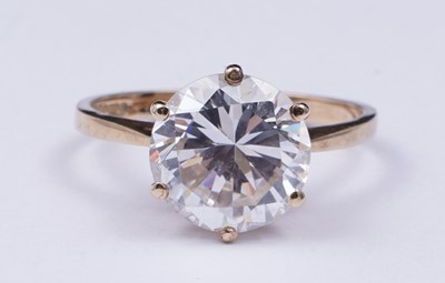 Lot 3 - A 9ct gold and CZ solitaire ring
