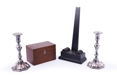 Lot 186 - A Georgian mahogany tea caddy; and other items