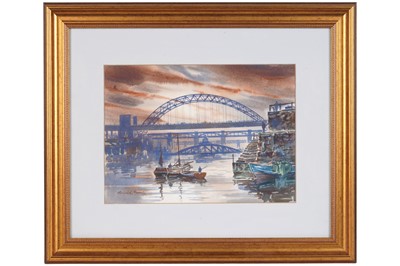 Lot 701 - Ronald Lambert Moore - Boats on the Tyne | watercolour