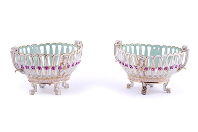 Lot 265 - A pair of Meissen porcelain two-handled fruit baskets, Marcolini period