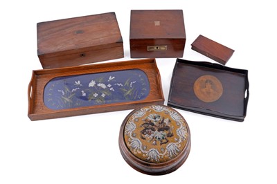 Lot 187 - A selection of furnishing including two mahogany writing boxes