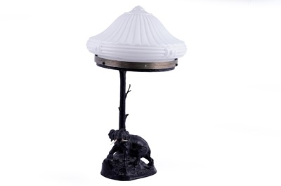 Lot 155 - A Japanese bronze elephant lamp