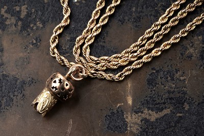 Lot 75 - A late 19th Century 9ct gold rope-twist guard chain, converted to be worn as a necklace