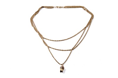 Lot 75 - A late 19th Century 9ct gold rope-twist guard chain, converted to be worn as a necklace