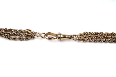 Lot 75 - A late 19th Century 9ct gold rope-twist guard chain, converted to be worn as a necklace