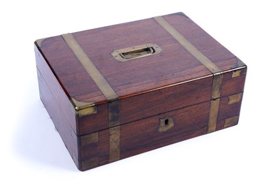 Lot 188 - A Victorian brass bound rosewood campaign vanity box