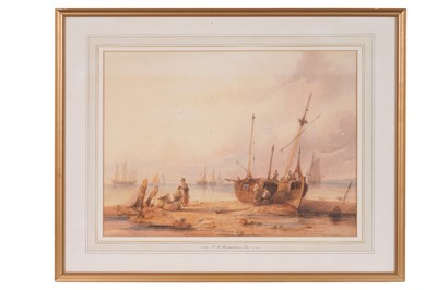 Lot 642 - Thomas Miles Richardson Snr. - Fishing scene with figures | watercolour