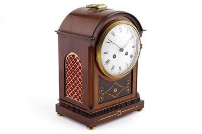 Lot 160 - Samuel Marti: a brass inlaid mahogany cased 8-day mantel clock