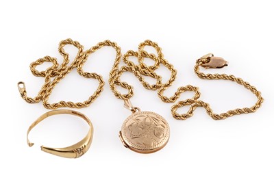 Lot 371 - Gold jewellery including a 9ct gold locket