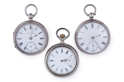 Lot 495 - Three pocket watches, two with silver cases, one with a Great War period inscription