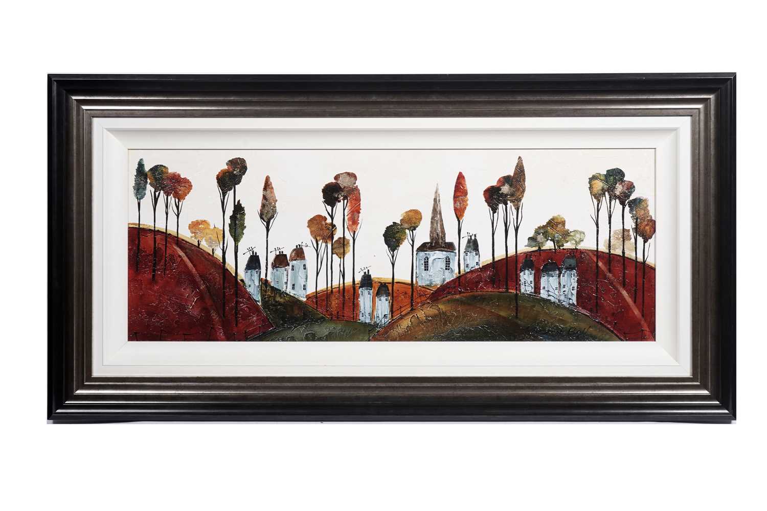 Lot 392 - Rozanne Bell - Houses on the hills | acrylic