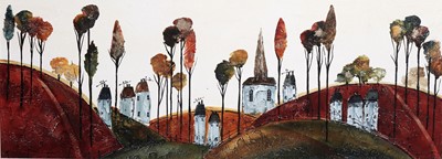 Lot 392 - Rozanne Bell - Houses on the hills | acrylic