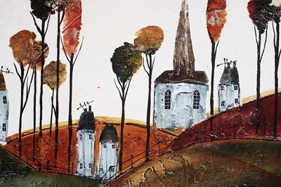 Lot 392 - Rozanne Bell - Houses on the hills | acrylic
