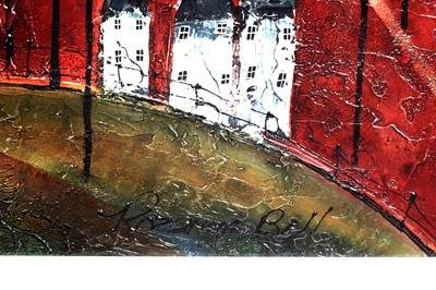 Lot 392 - Rozanne Bell - Houses on the hills | acrylic