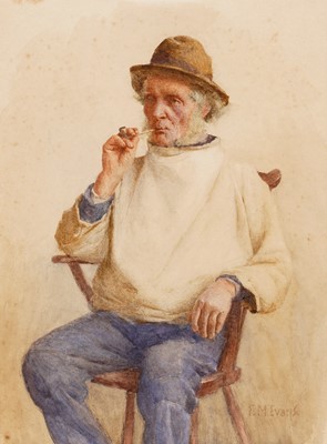 Lot 324 - Frederick James McNamara Evans - Old Fisher Folk | watercolours
