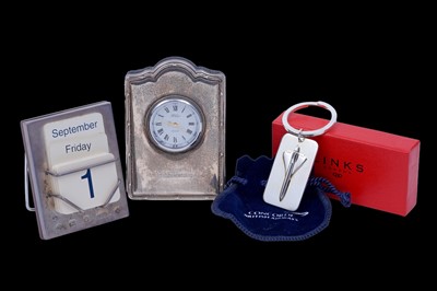 Lot 260 - Concorde Interest: a silver desk clock; and other items