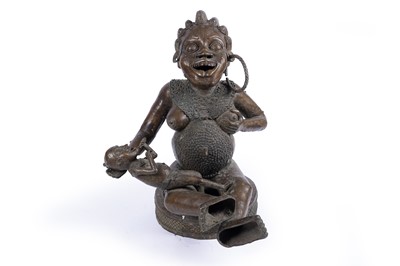 Lot 597 - A Tikar, Cameroon bronze maternity figure