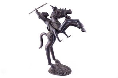 Lot 596 - Tika, Cameroon: Bronze warrior on horseback statue