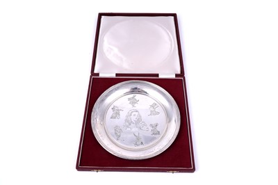 Lot 158 - An Elizabeth II silver dish, to mark the seventy-fifth anniversary of the death of Lewis Carroll