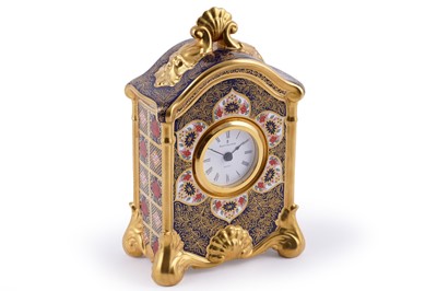 Lot 237 - Royal Crown Derby: an ‘Old Imari 1128’ pattern mantel clock