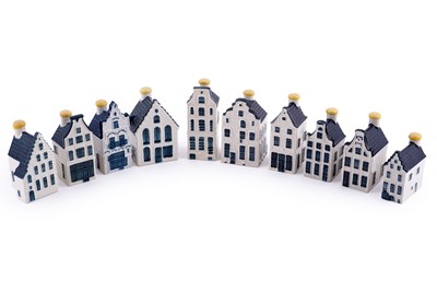 Lot 263 - Ten KLM Bols Delft decanters in the form of Dutch houses