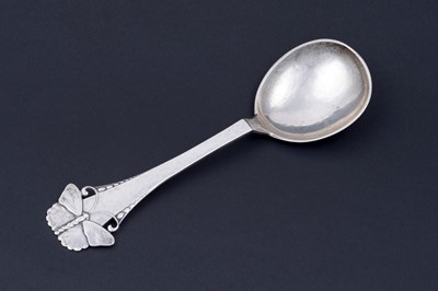 Lot 256 - A Danish silver Skønvirke butterfly pattern spoon