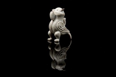 Lot Chinese pale celadon jade owl vessel and cover