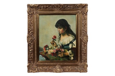 Lot 397 - William Bisley after Alexei Harlamoff - Girl with Flowers | oil