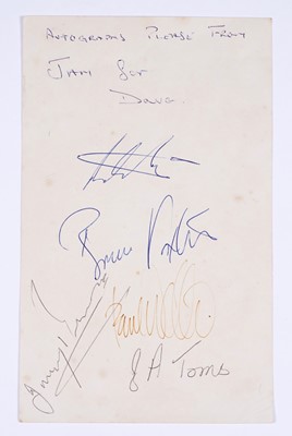 Lot Signed The Jam Menu Card