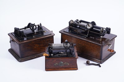 Lot 524 - A collection of three Edison phonographs