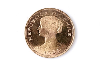 Lot 165 - Chile, 100 Pesos gold coin 1959