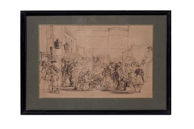 Lot 208 - David Wilkie - George IV Receiving the Keys of Holyrood Castle, Edinburgh | pen and ink