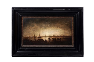 Lot 206 - Manner of Aert van der Neer - Cattle watering at dawn | oil