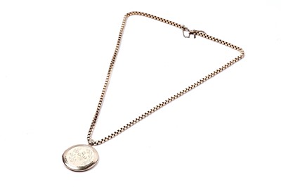 Lot 51 - A 9ct gold box link necklace with pendant locket
