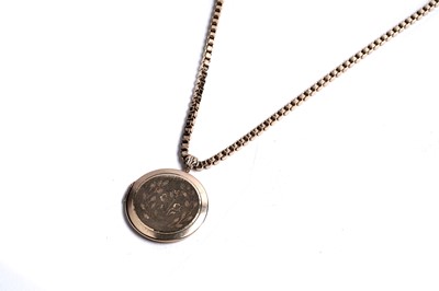 Lot 51 - A 9ct gold box link necklace with pendant locket