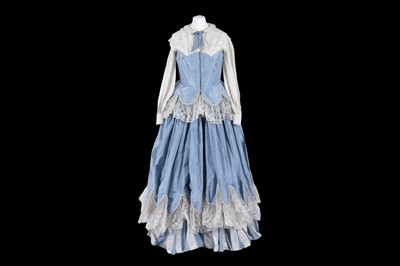 Lot 393 - A duck egg blue and cream skirt and jacket