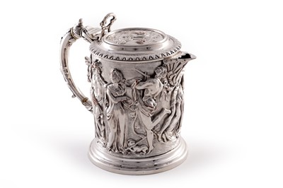 Lot 213 - A Victorian electrotype plated flagon