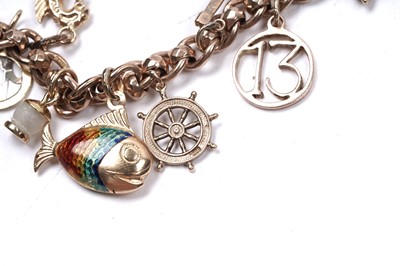Lot 53 - A 9ct rose gold fancy-link charm bracelet