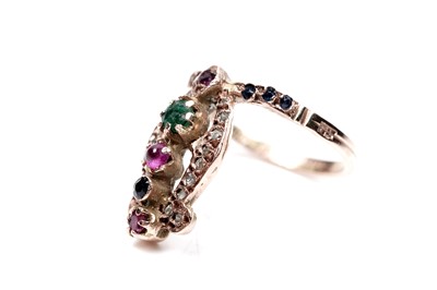 Lot 61 - An Egyptian ruby, sapphire, emerald, and diamond ring