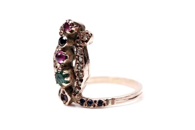 Lot 61 - An Egyptian ruby, sapphire, emerald, and diamond ring