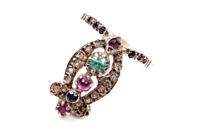 Lot 61 - An Egyptian ruby, sapphire, emerald, and diamond ring
