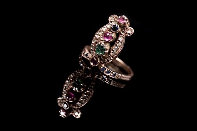 Lot 61 - An Egyptian ruby, sapphire, emerald, and diamond ring