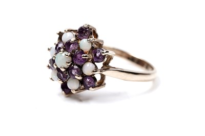 Lot 63 - Three rings, including an opal and amethyst cluster