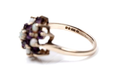 Lot 63 - Three rings, including an opal and amethyst cluster