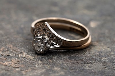Lot 65 - An early 20th Century single-stone diamond ring; and a wishbone pattern ring